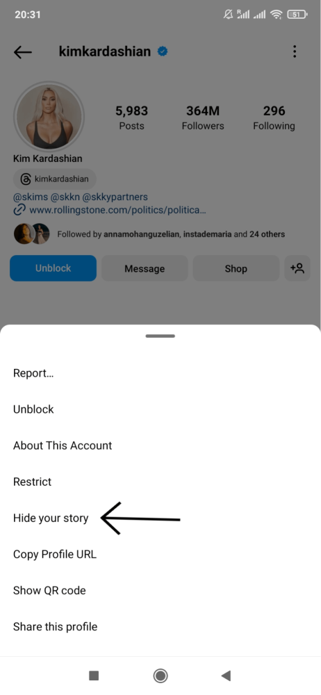 Restringe a un usuario en Instagram 2