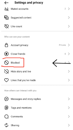 lista de bloqueados de Instagram